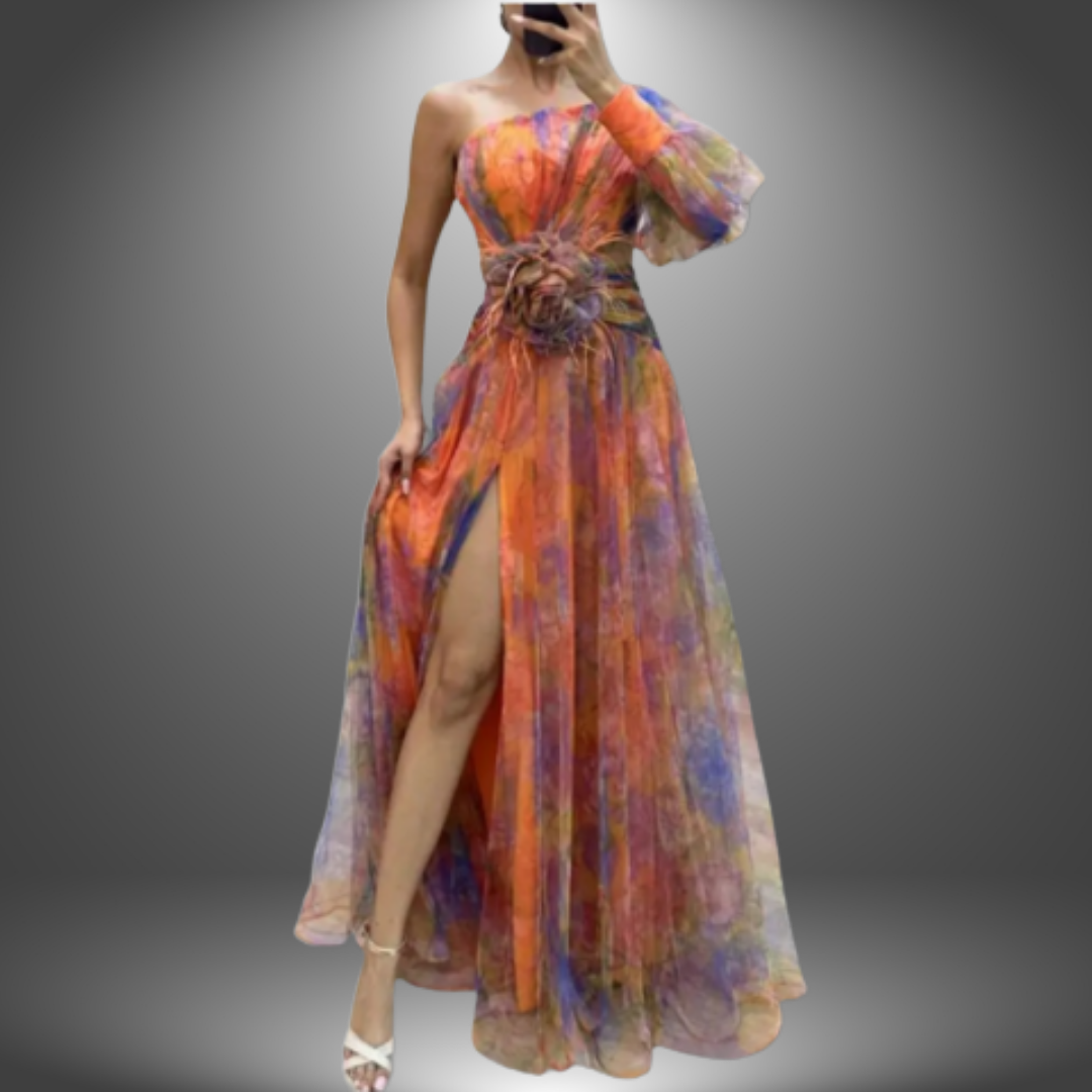 W&N™ | Vibrant One-Shoulder Floral Maxi Dress
