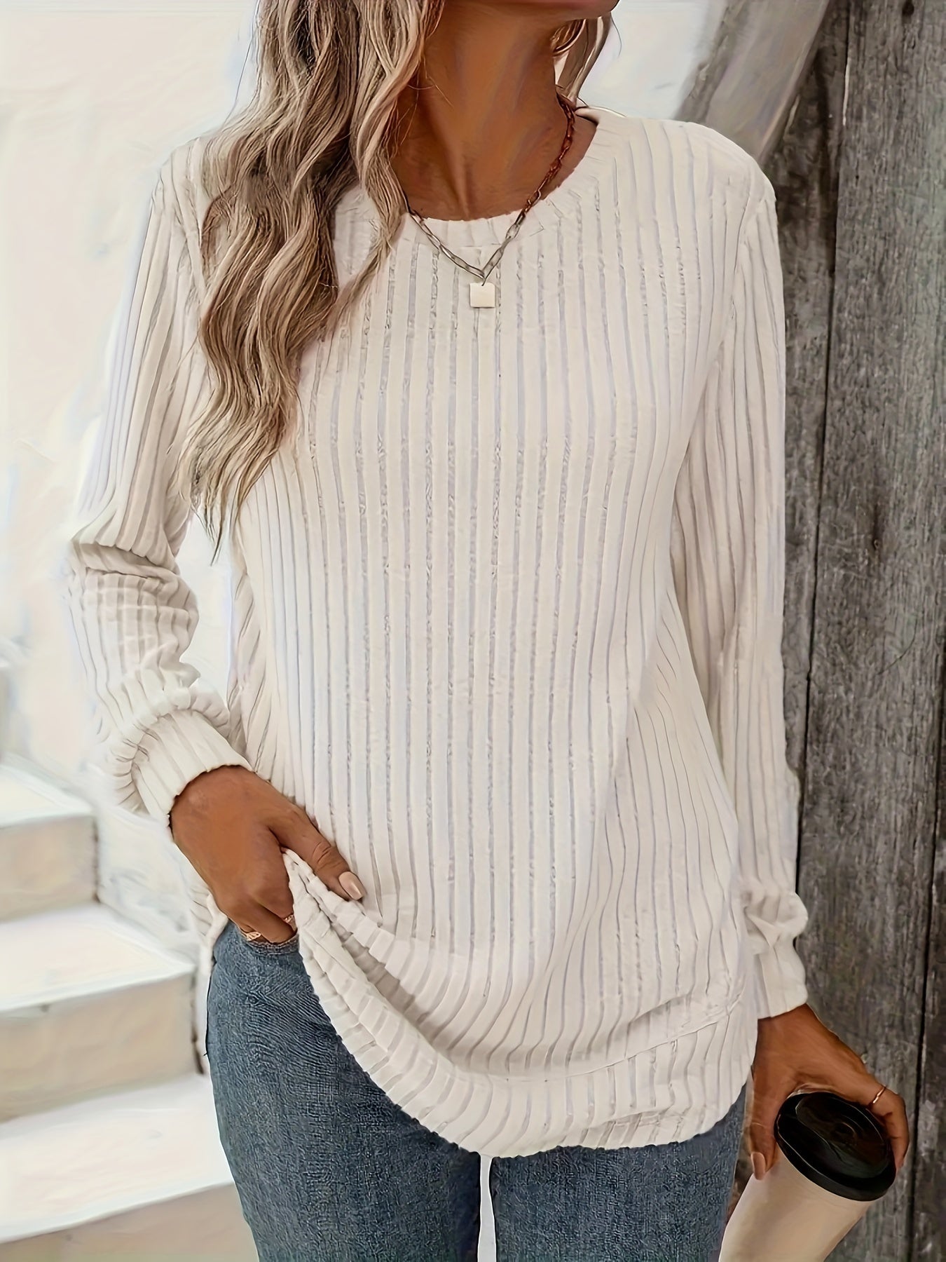 W&N™ | Casual Ribbed Top with Long Sleeves