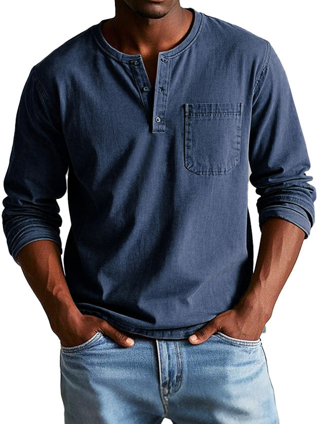 W&N™ | Casual Henley Long-Sleeve Shirt