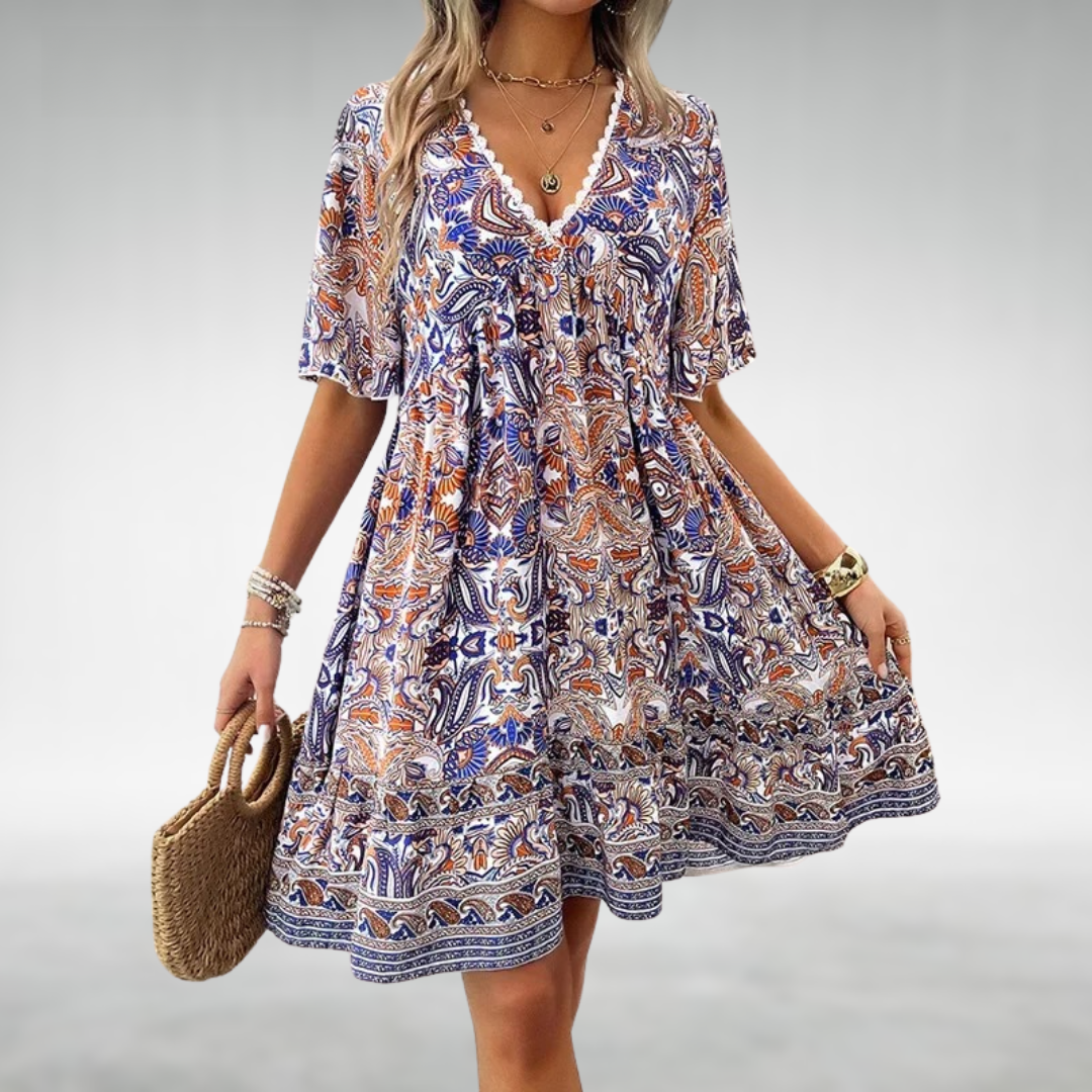 W&N™ | Summer Boho Paisley Print Mini Dress