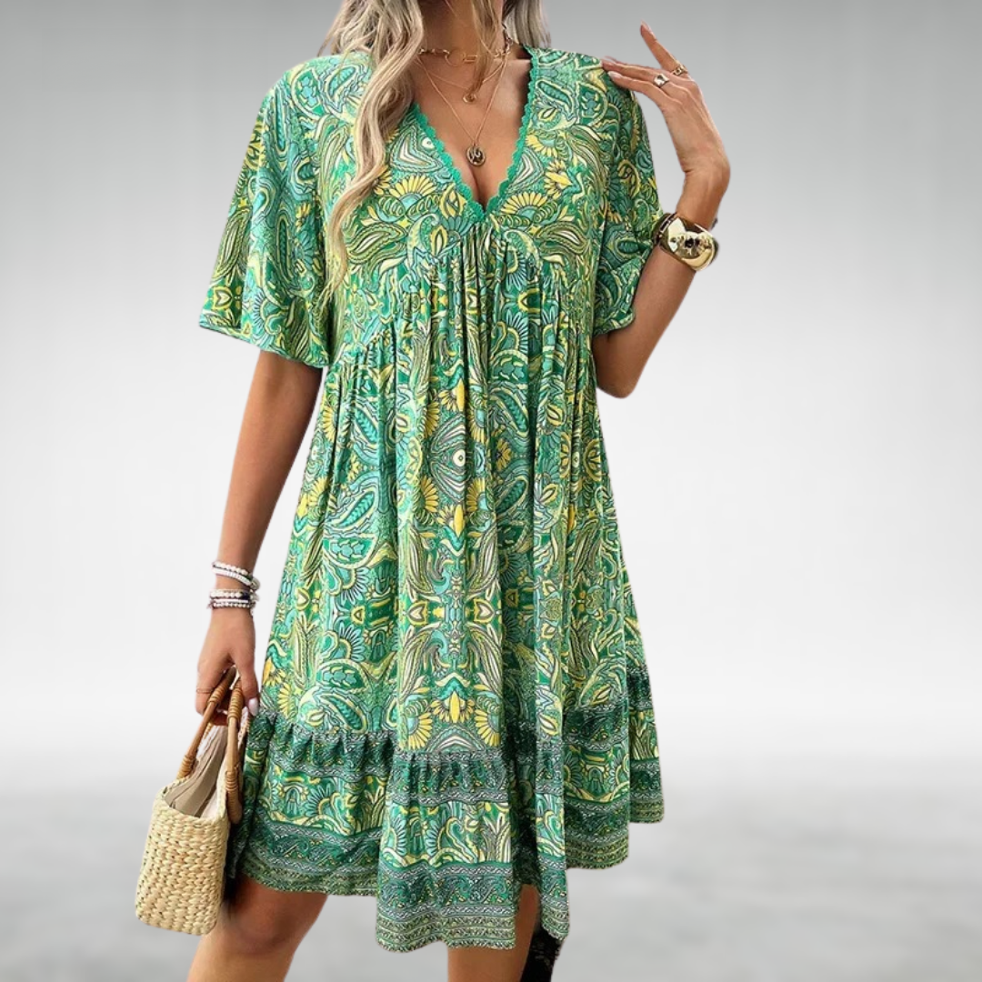 W&N™ | Summer Boho Paisley Print Mini Dress