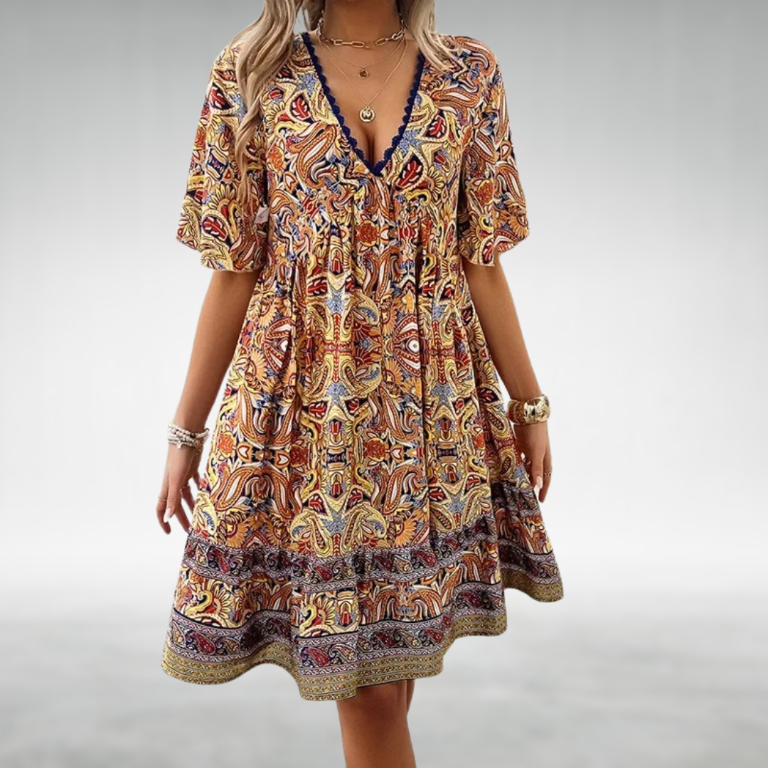 W&N™ | Summer Boho Paisley Print Mini Dress
