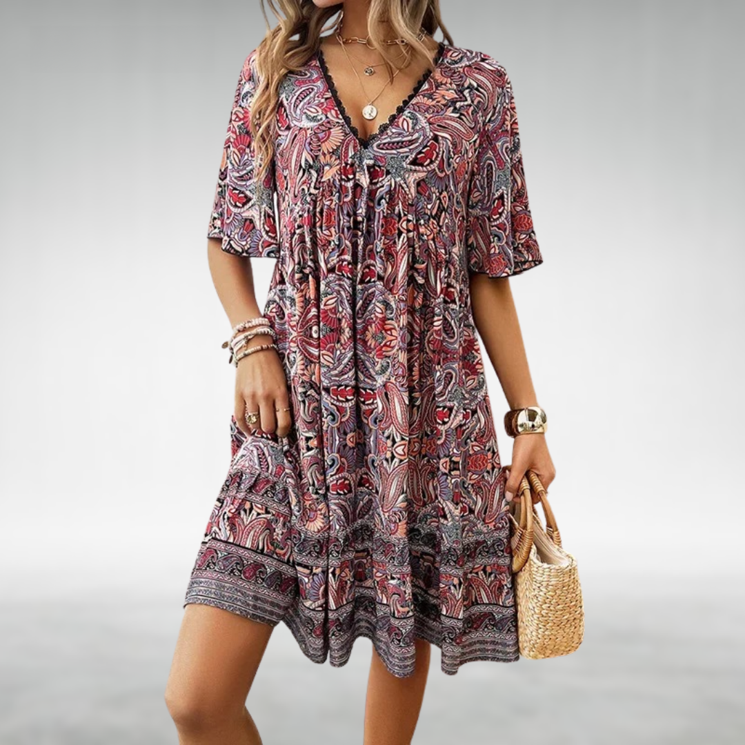W&N™ | Summer Boho Paisley Print Mini Dress