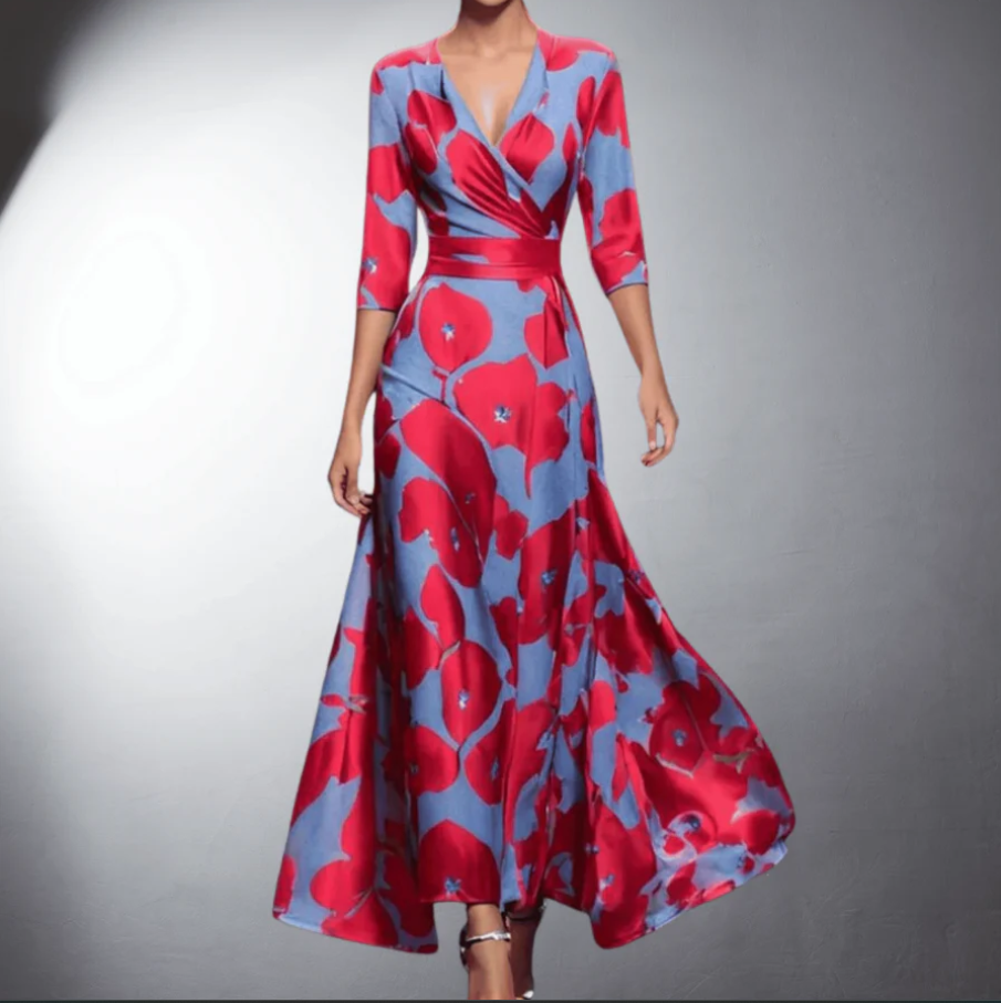 W&N™ | Classic Floral V-Neck Maxi Dress