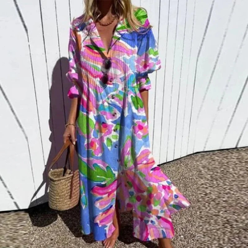 W&N™ | Bohemian Puff Sleeve Maxi Dress