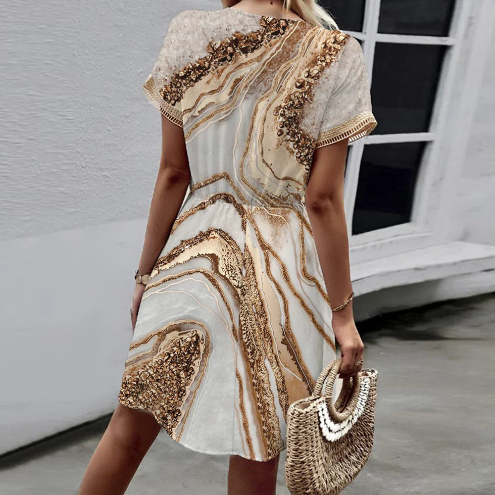 W&N™ | Stylish Printed V-Neck Dress