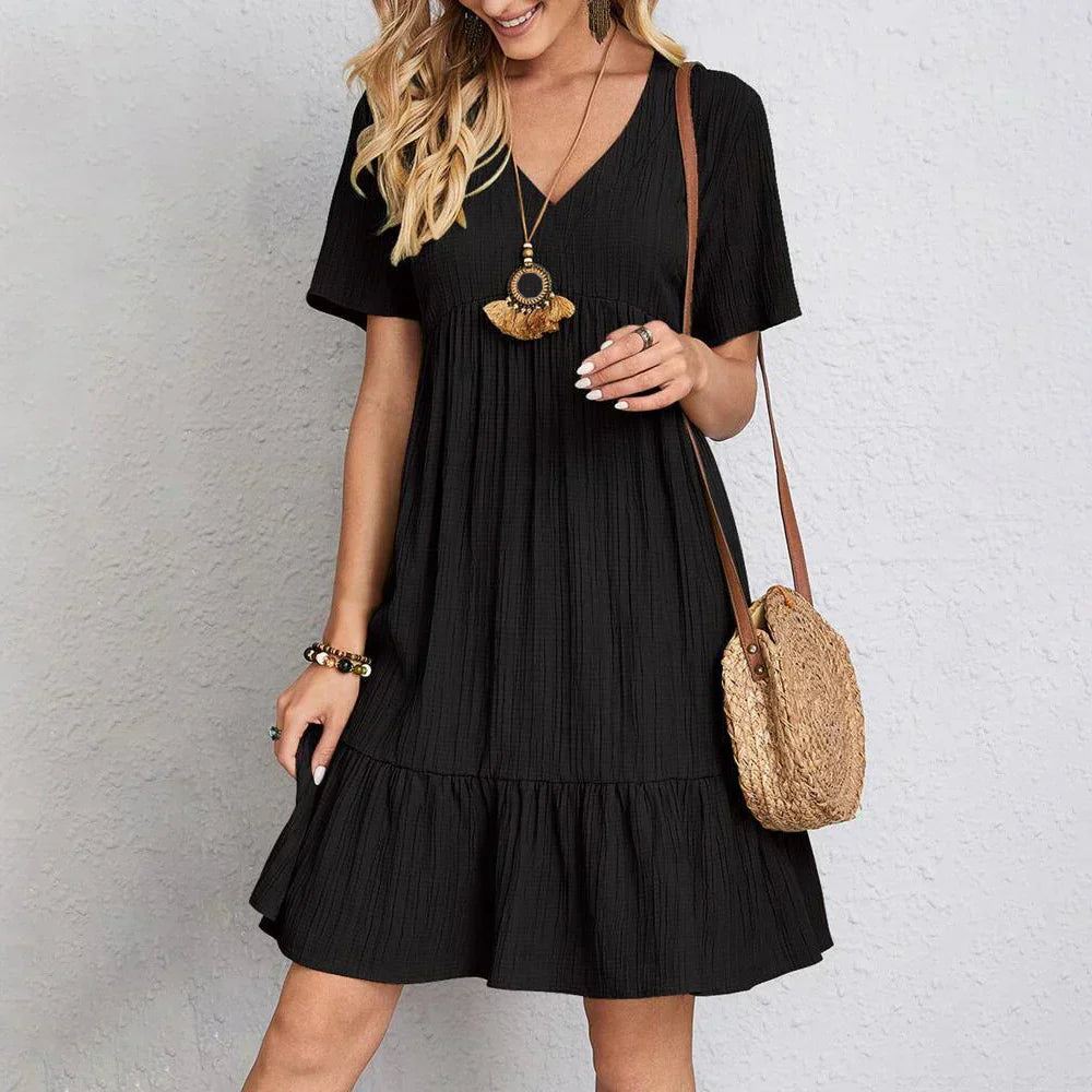 W&N™ | Trendy Boho Ruffle Hem Mini Dress