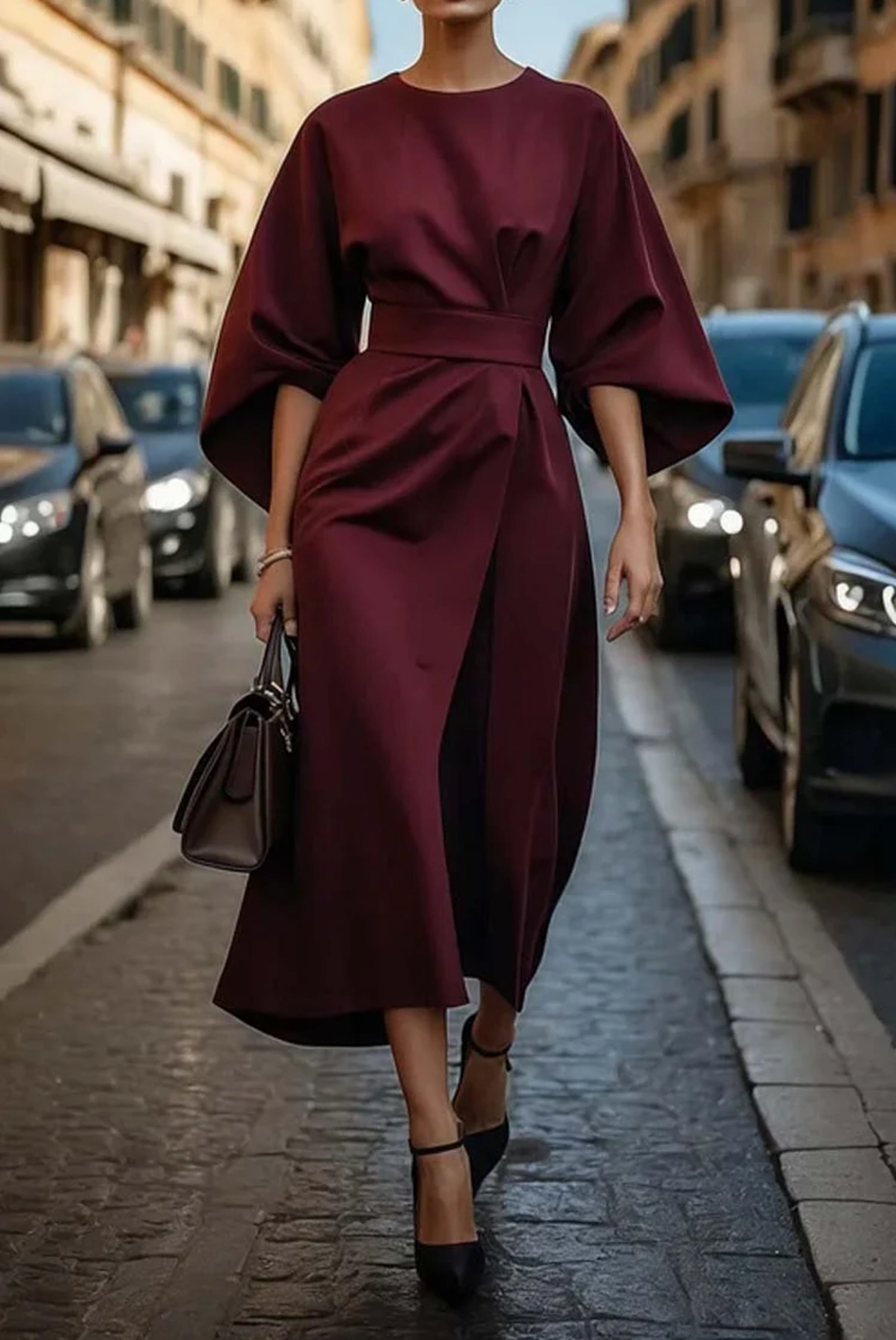 W&N™ | Maxi Length Evening Dress with Belt