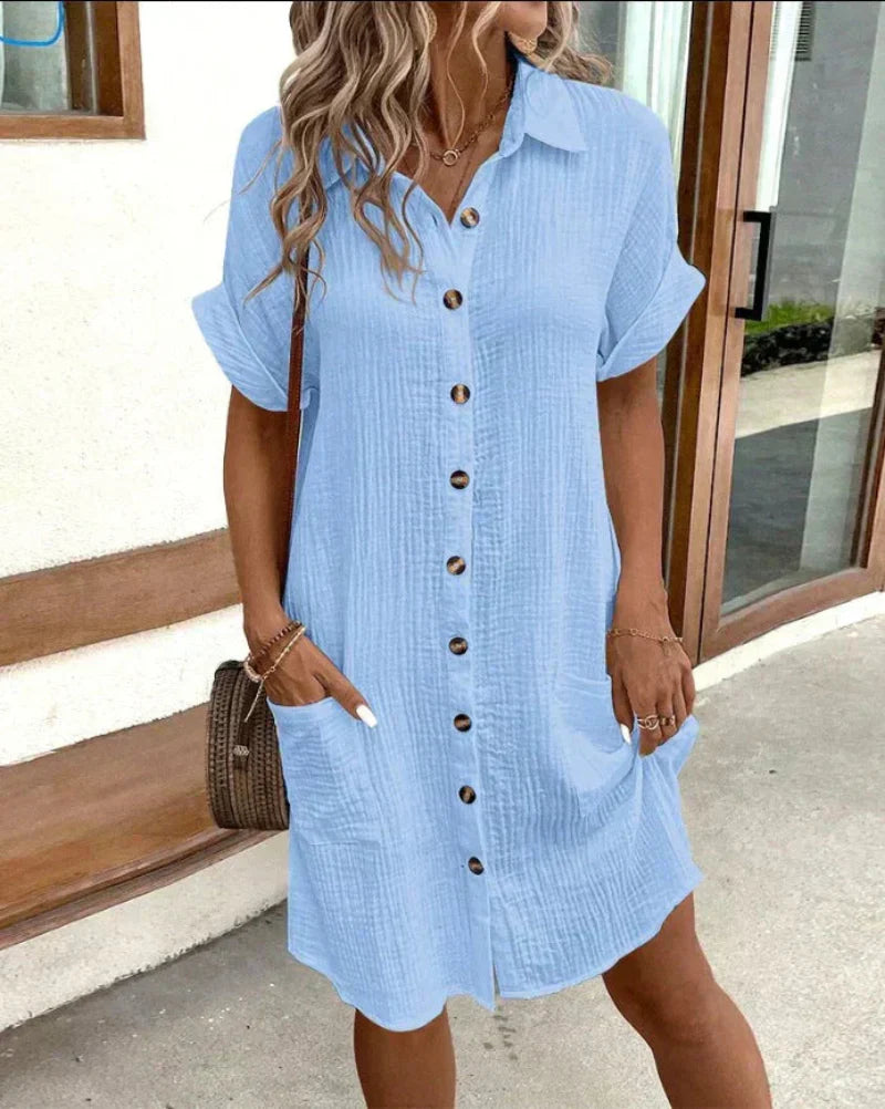 W&N™ | Women’s Retro Cotton Linen Shirt Dress