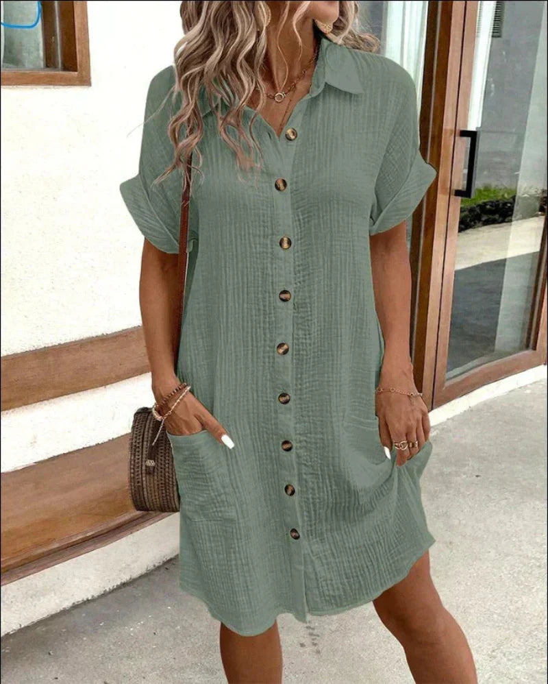 W&N™ | Women’s Retro Cotton Linen Shirt Dress