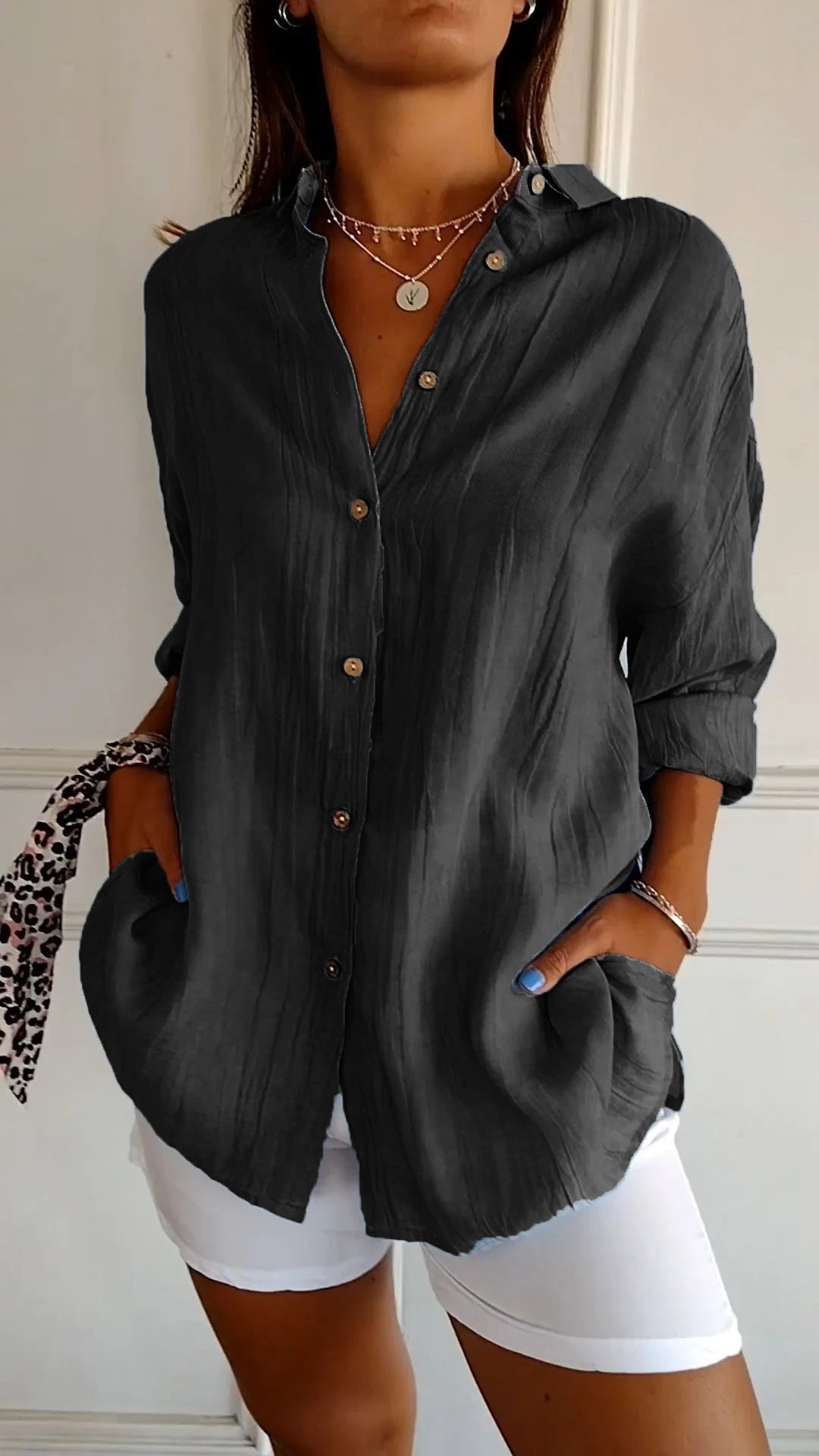 W&N™ | Elegant Solid Color Commuter Blouse