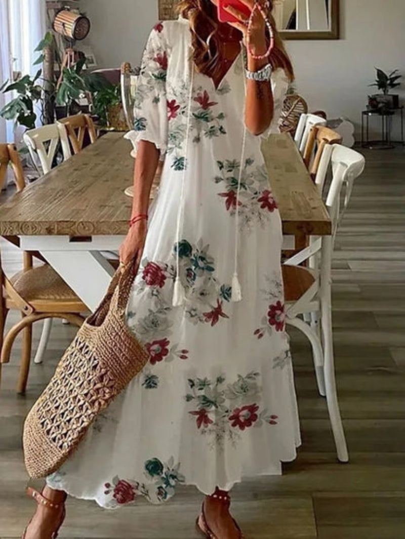 W&N™ | Boho Vintage V-Neck Printed Dress