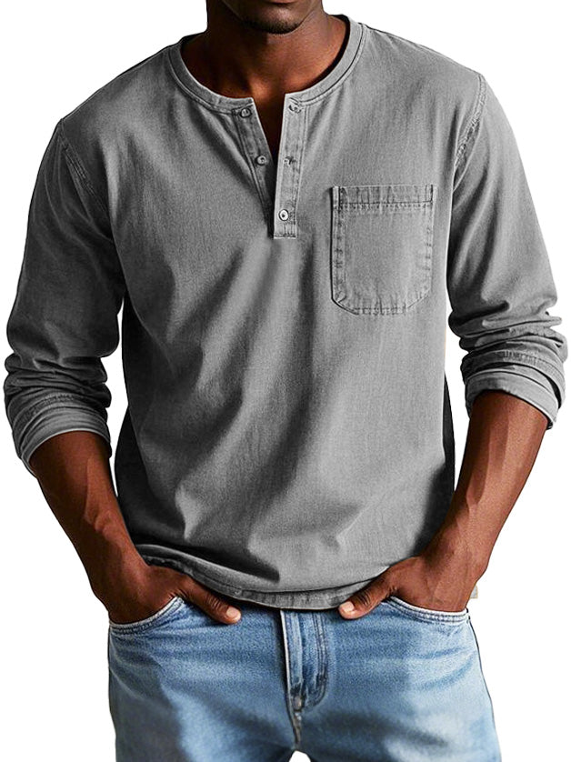 W&N™ | Casual Henley Long-Sleeve Shirt