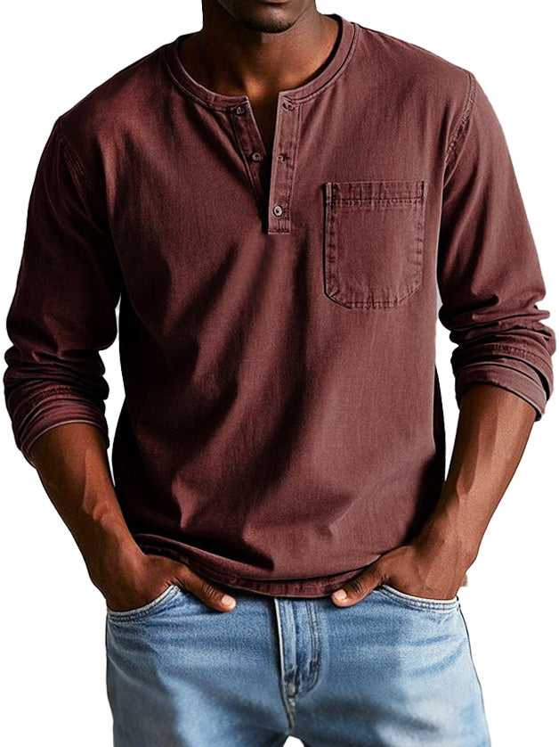 W&N™ | Casual Henley Long-Sleeve Shirt