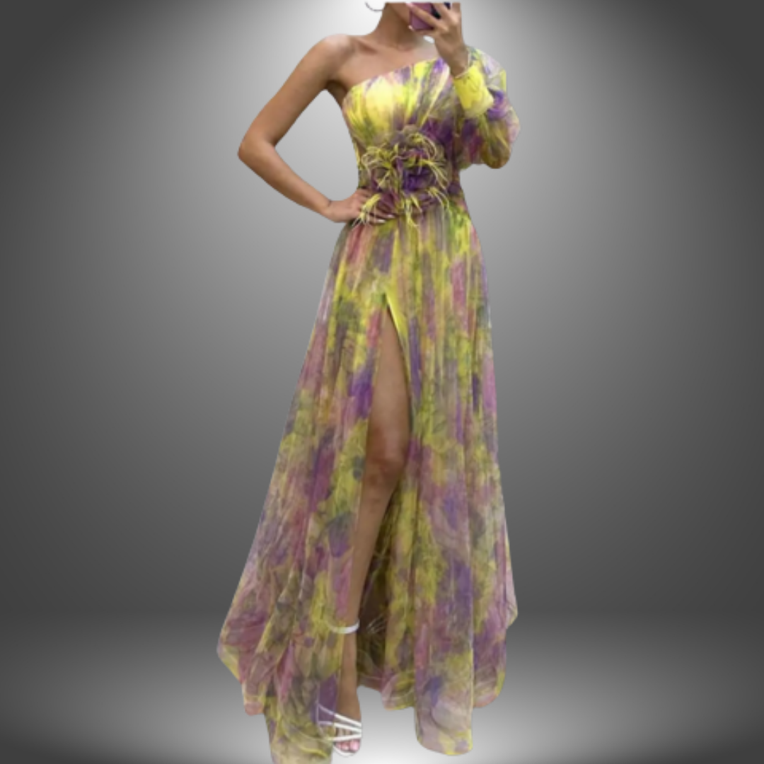 W&N™ | Vibrant One-Shoulder Floral Maxi Dress