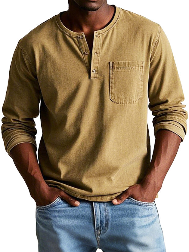 W&N™ | Casual Henley Long-Sleeve Shirt