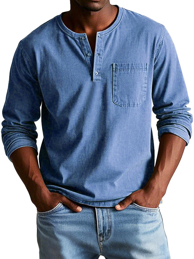 W&N™ | Casual Henley Long-Sleeve Shirt