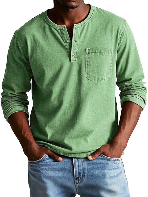W&N™ | Casual Henley Long-Sleeve Shirt