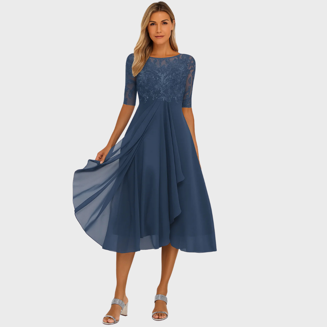 W&N™ | Elegant Lace and Chiffon Dress