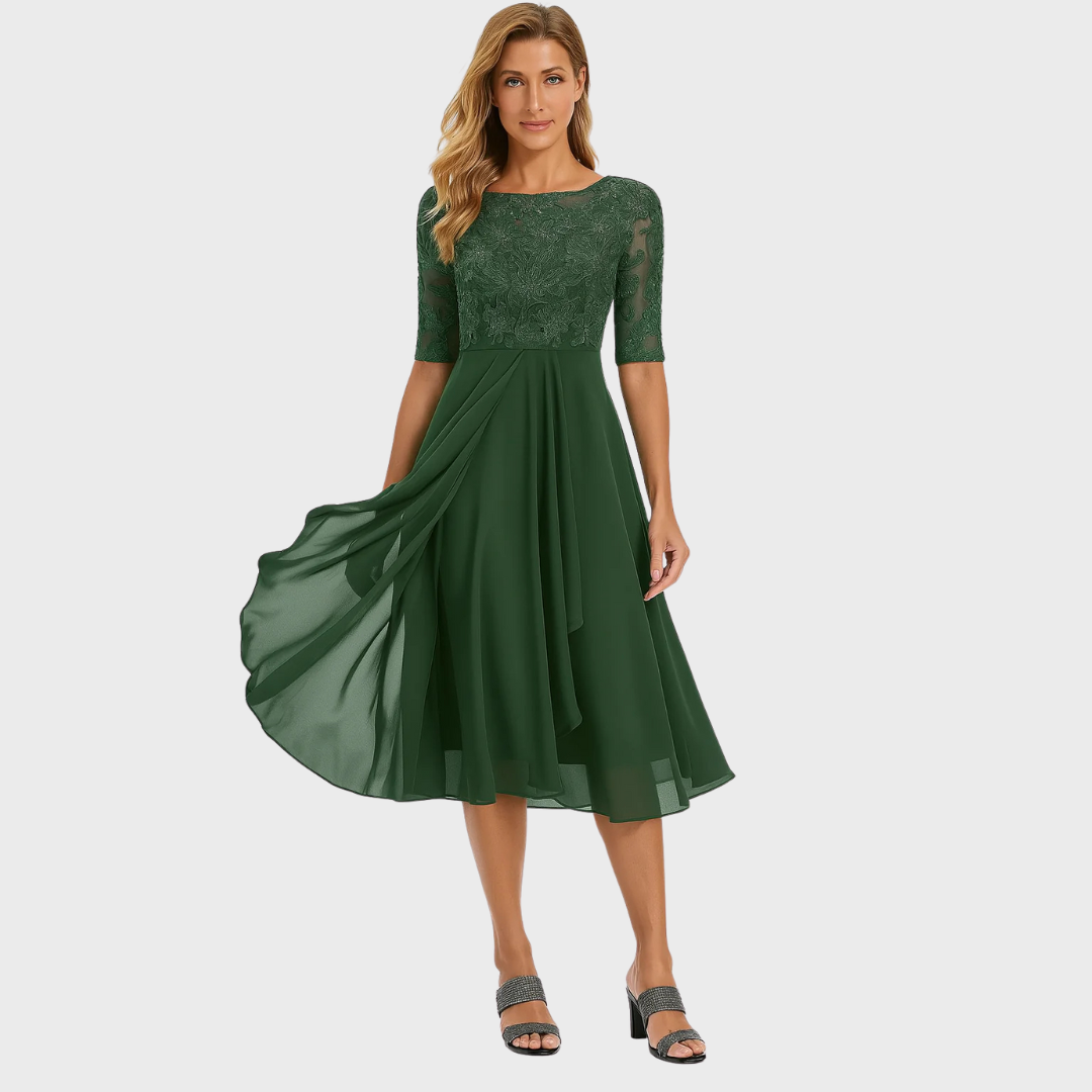 W&N™ | Elegant Lace and Chiffon Dress