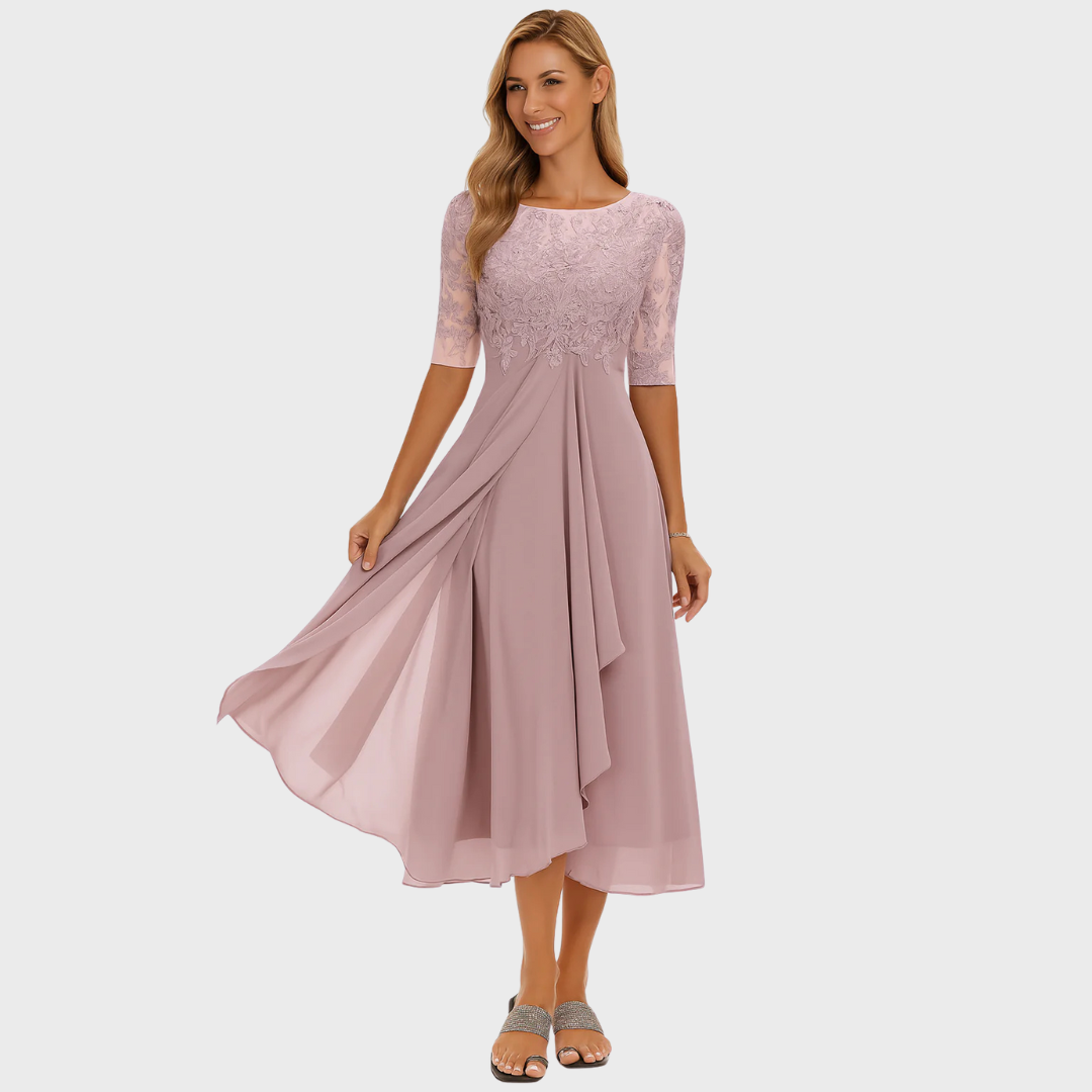 W&N™ | Elegant Lace and Chiffon Dress