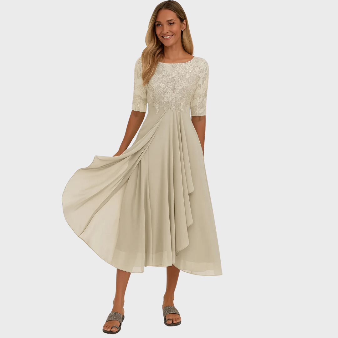 W&N™ | Elegant Lace and Chiffon Dress