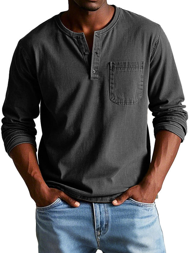 W&N™ | Casual Henley Long-Sleeve Shirt