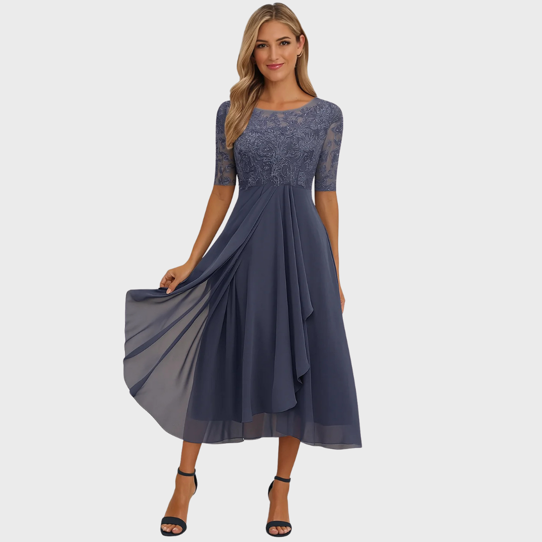 W&N™ | Elegant Lace and Chiffon Dress