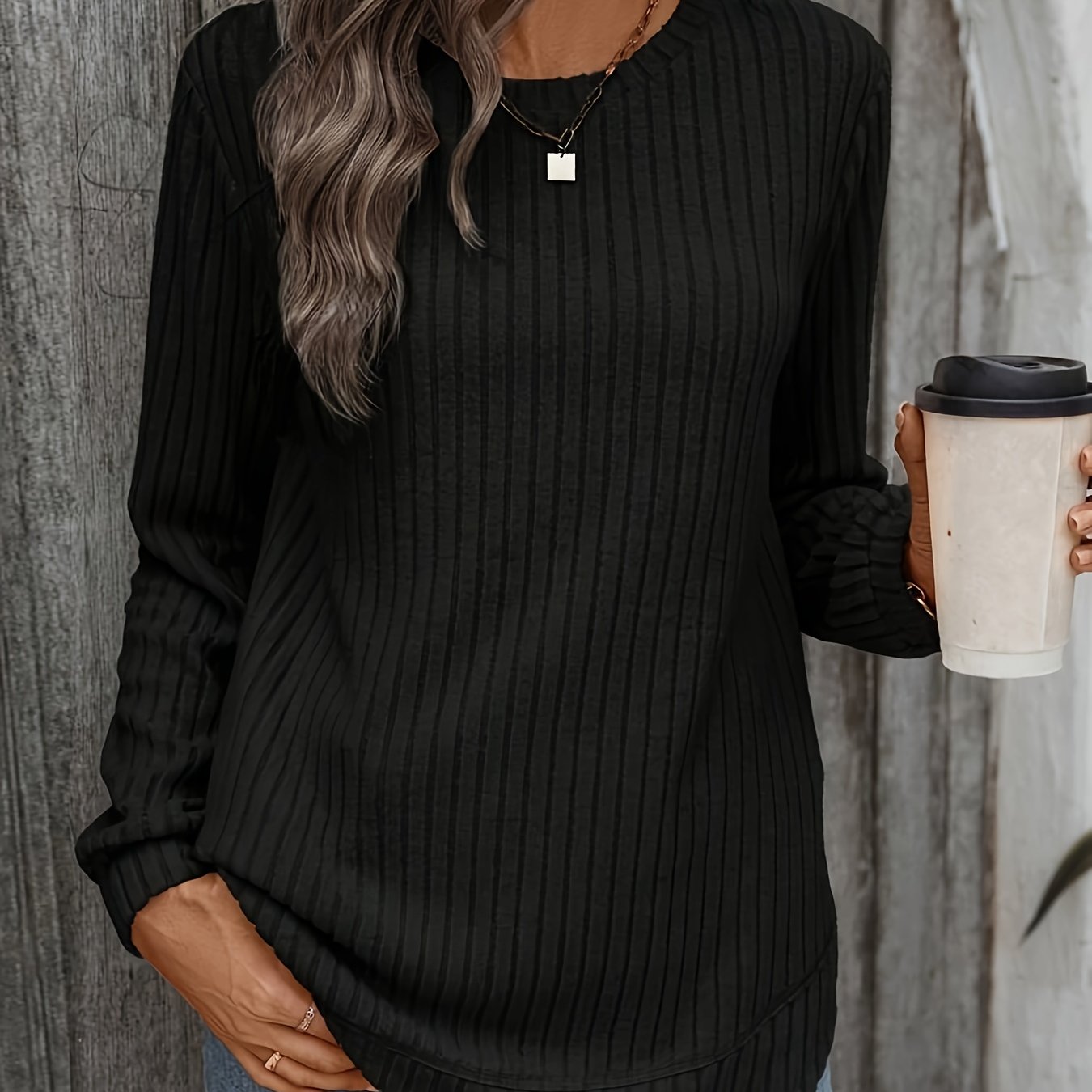 W&N™ | Casual Ribbed Top with Long Sleeves