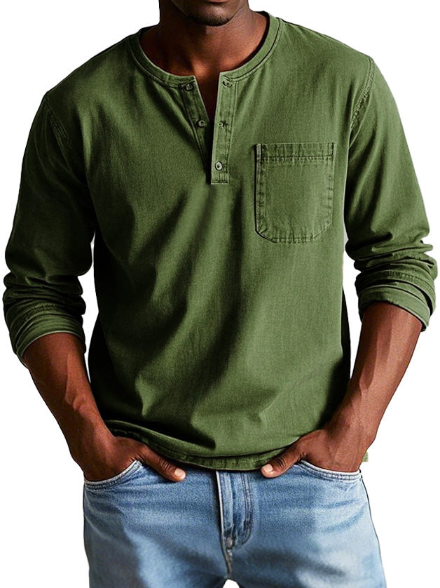 W&N™ | Casual Henley Long-Sleeve Shirt