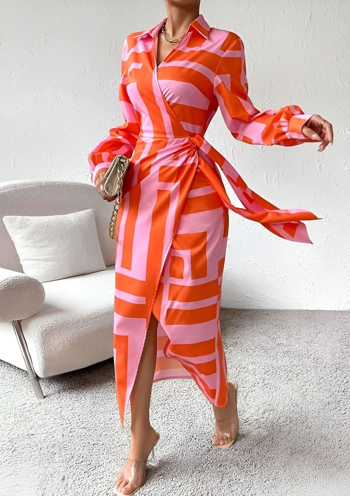 W&N™ | Printed Waist-Cinching Shirt Dress
