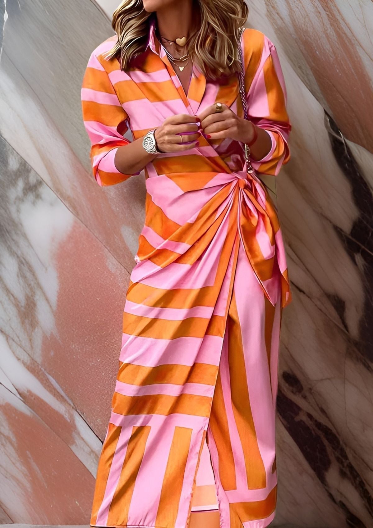 W&N™ | Printed Waist-Cinching Shirt Dress