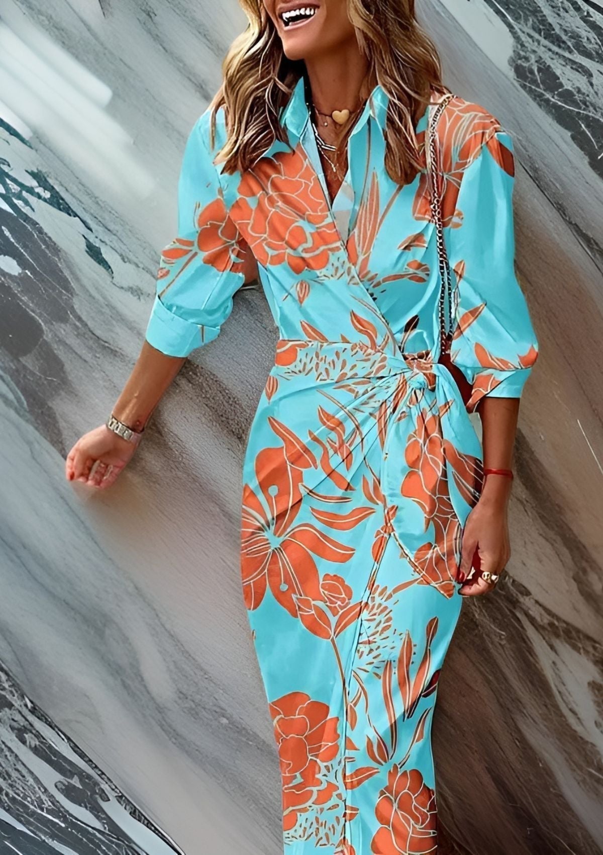W&N™ | Printed Waist-Cinching Shirt Dress