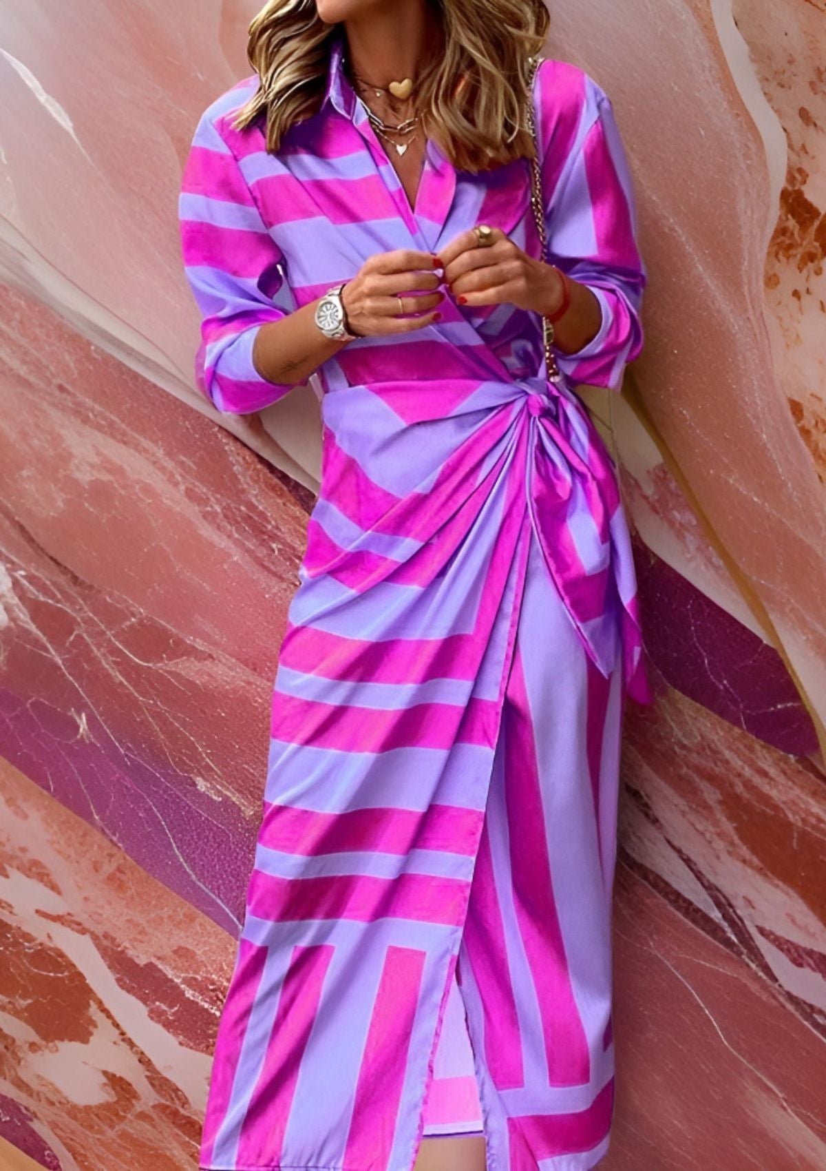 W&N™ | Printed Waist-Cinching Shirt Dress