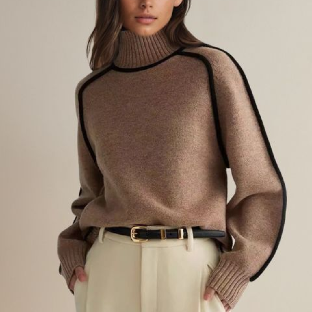 W&N™ | Loose Fit Turtleneck Striped Sweater