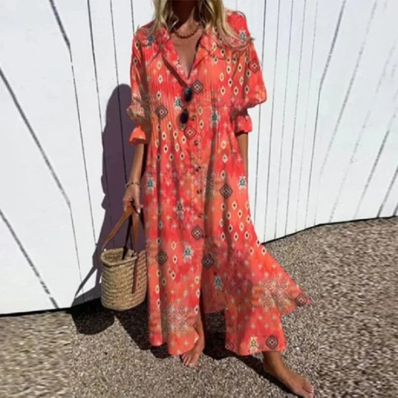 W&N™ | Bohemian Puff Sleeve Maxi Dress