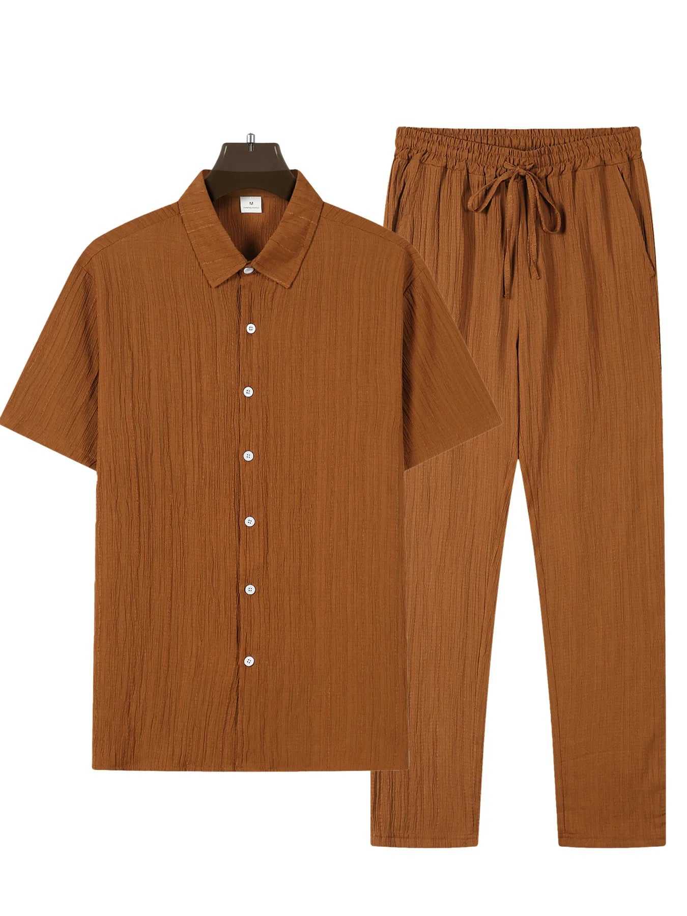 W&N™ | Men’s Casual Two-Piece Striped Set