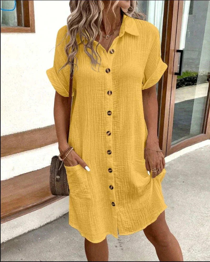 W&N™ | Women’s Retro Cotton Linen Shirt Dress