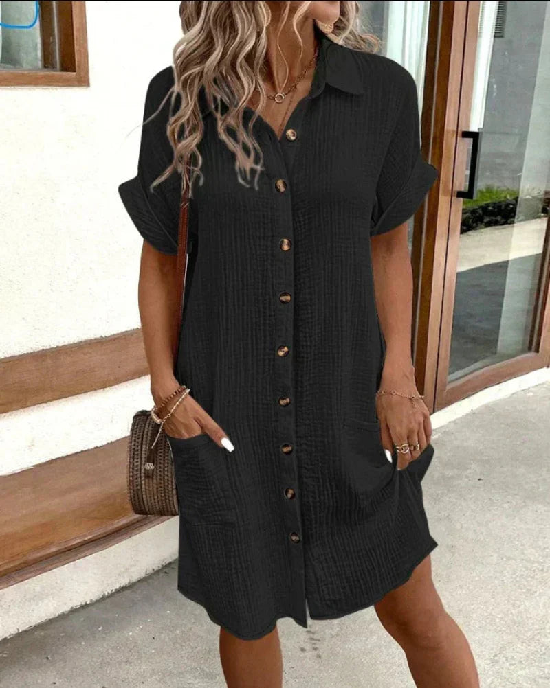 W&N™ | Women’s Retro Cotton Linen Shirt Dress
