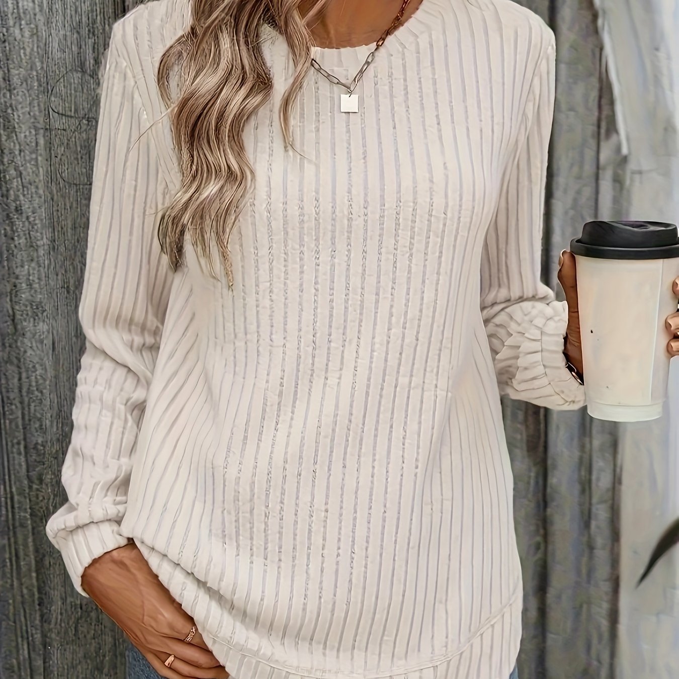 W&N™ | Casual Ribbed Top with Long Sleeves