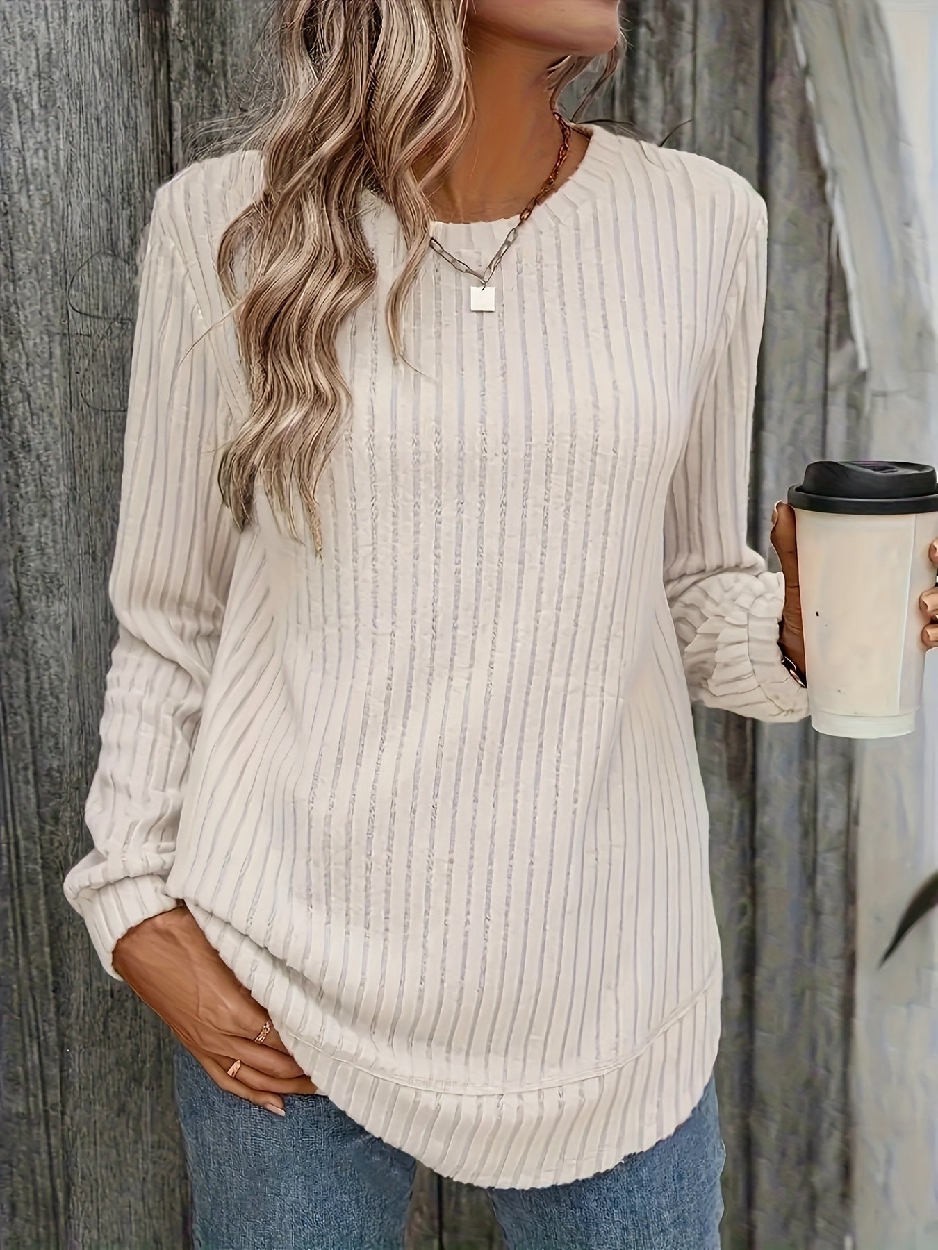 W&N™ | Casual Ribbed Top with Long Sleeves